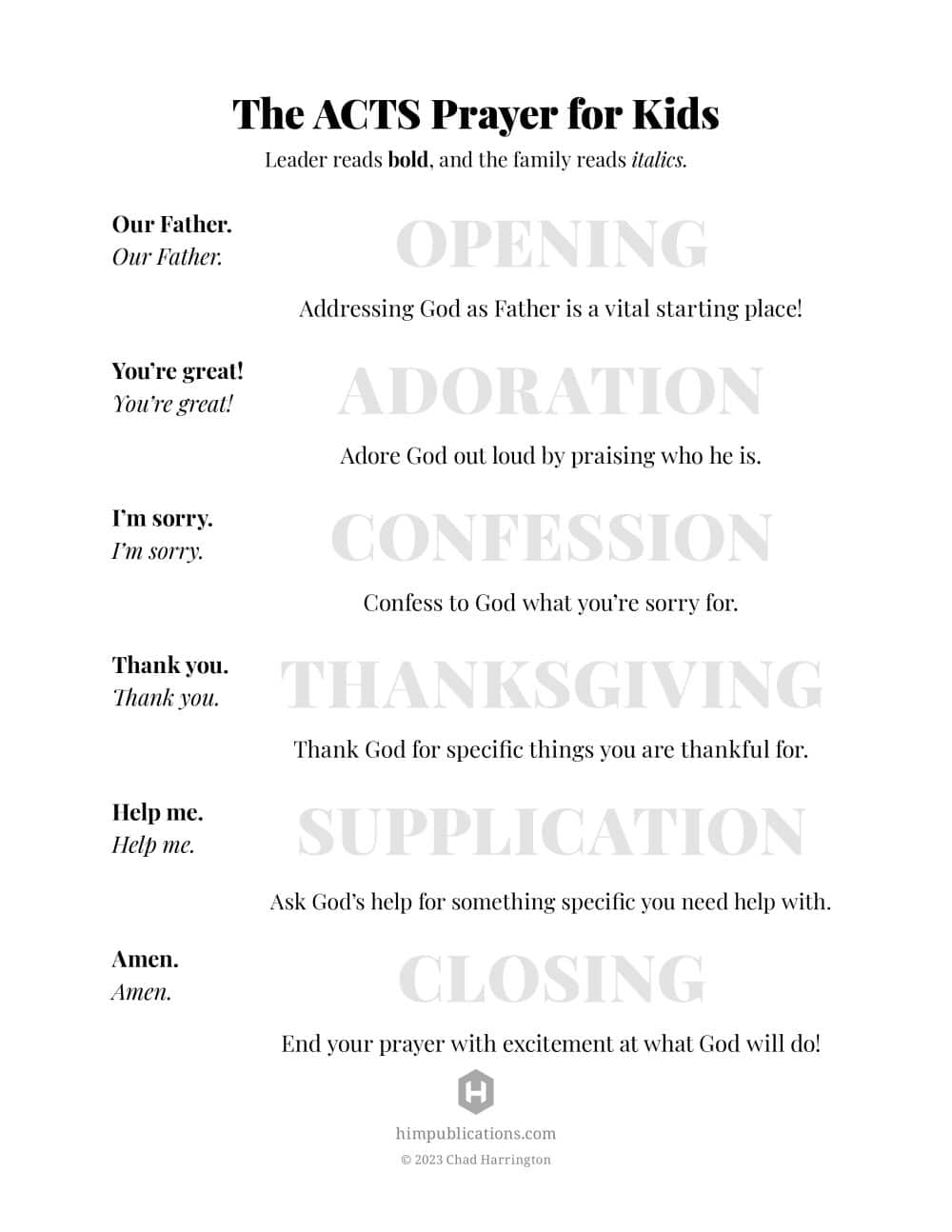 Acts Prayer Method Printable